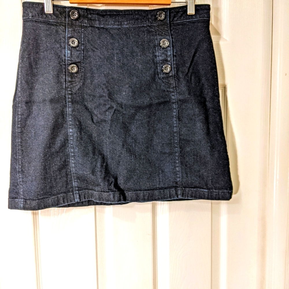 LOFT denim skirt A-line double button detail